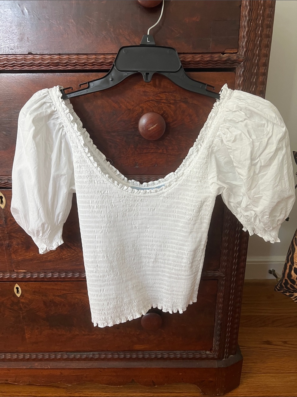 Hill House White Smocked Puff Sleeve Top